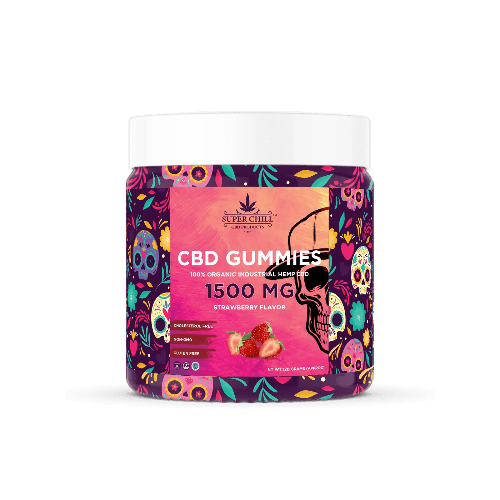 CBD_gummies_jar_1500MG_strawberry | Superchill Wholesale Official