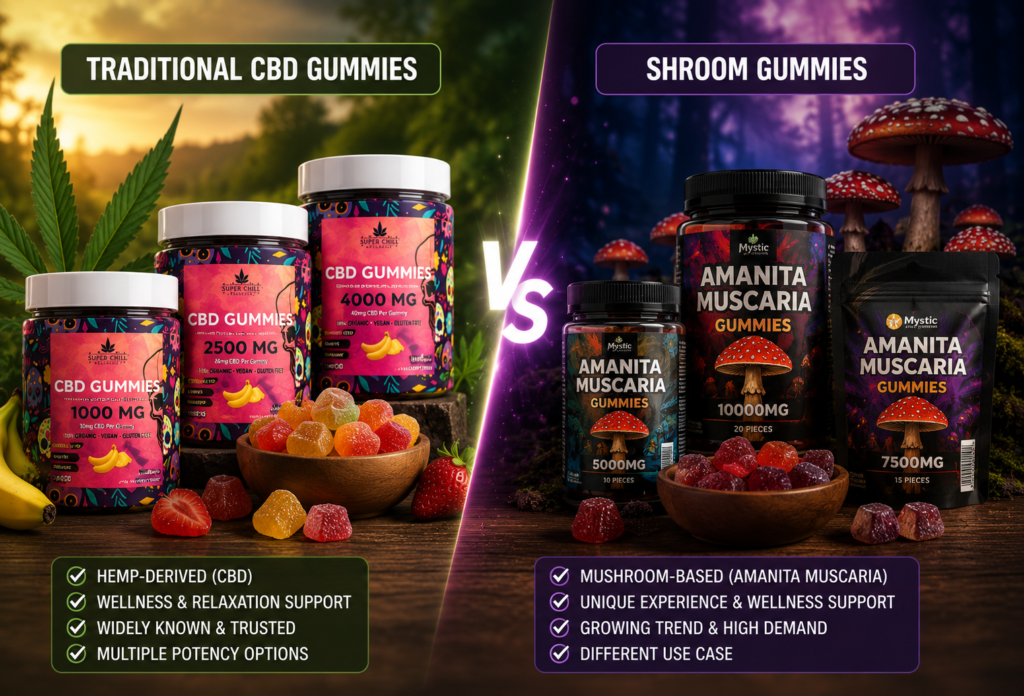 Shroom Gummies vs CBD Gummies